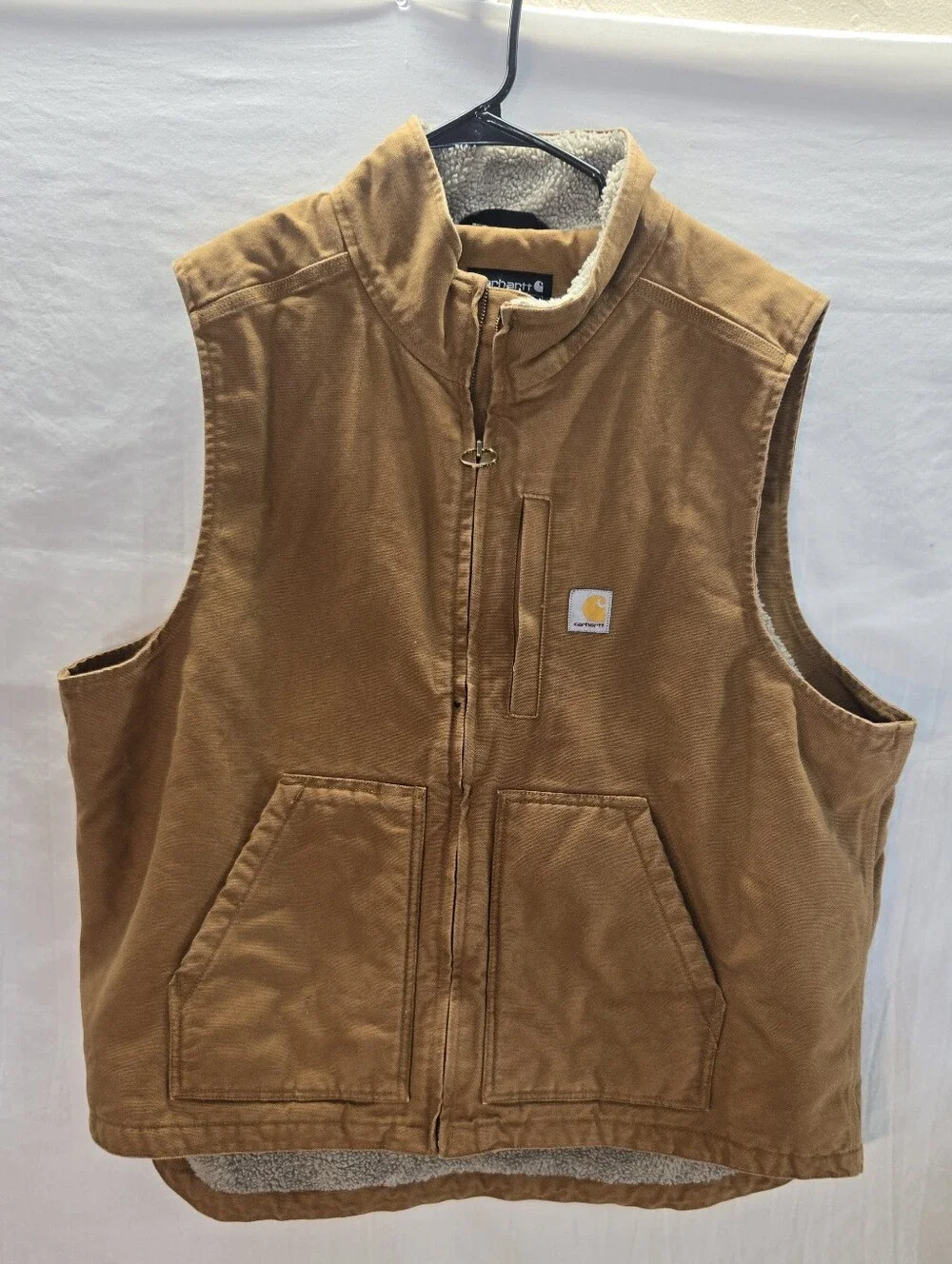 Carhartt Mens XL Loose Fit Duck Sherpa Lined Mock Neck Vest